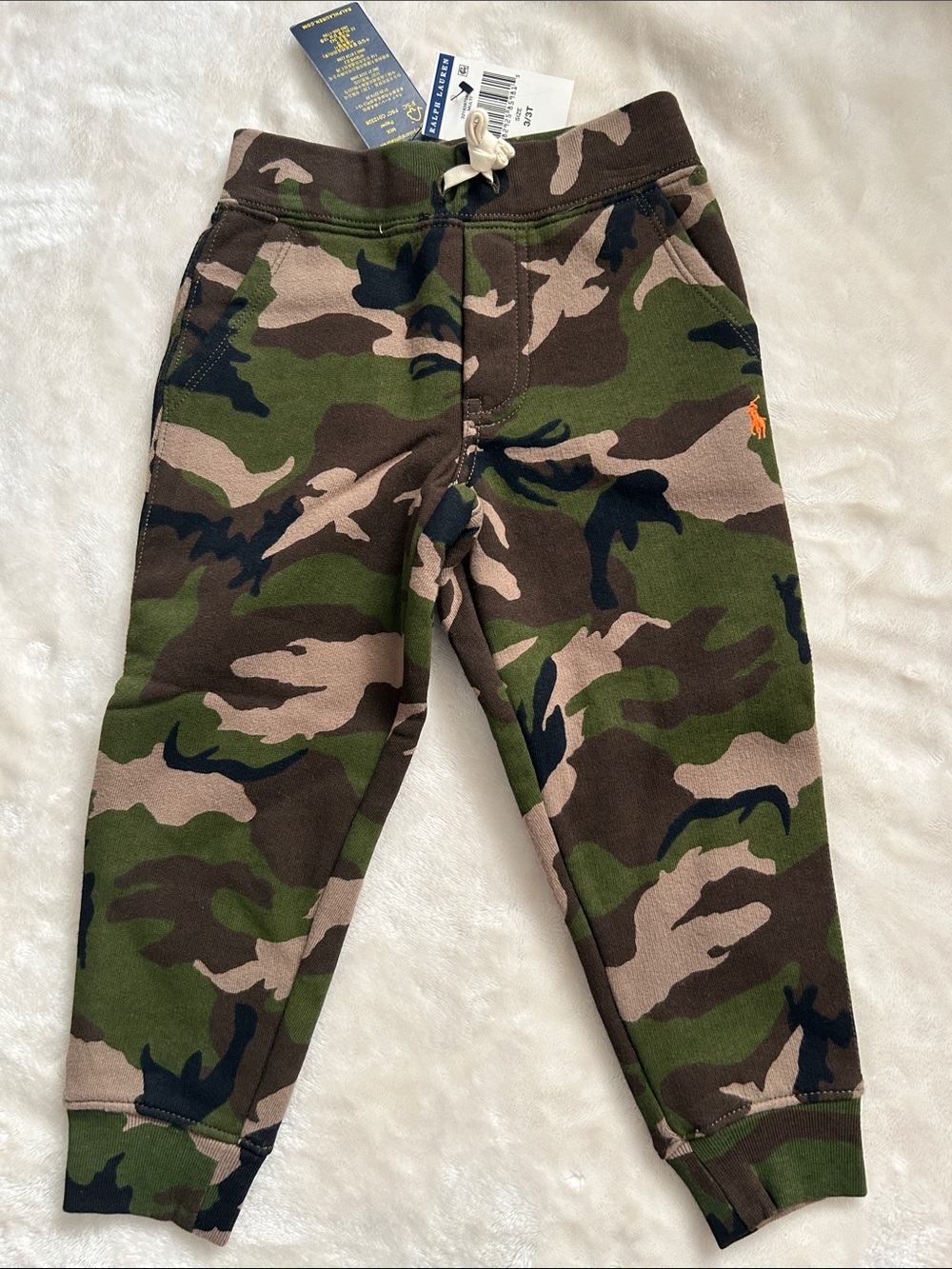 New Ralph Lauren Kids Camo Joggers in Green and Brown Size 3